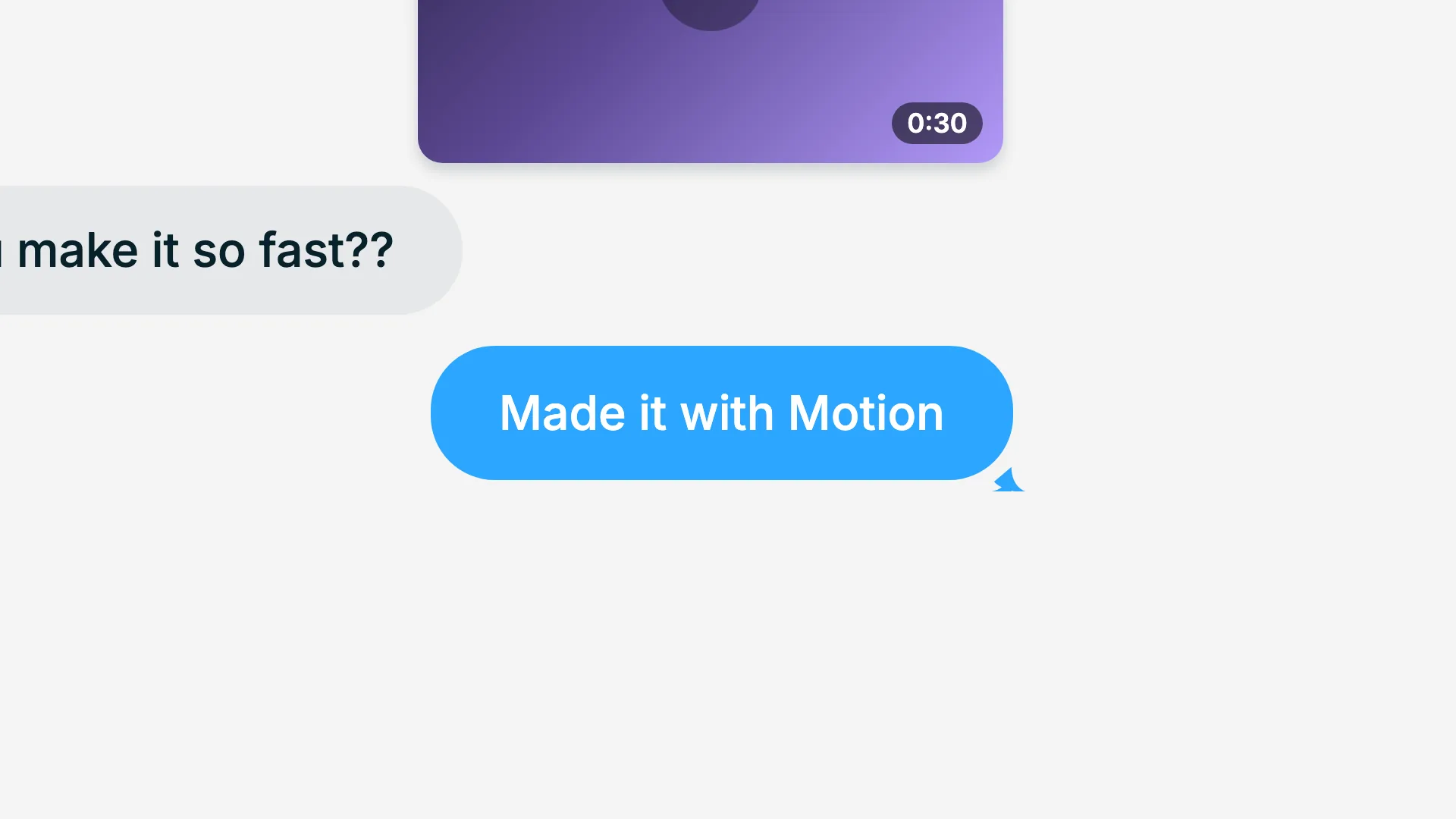 Chat File Drop. A video file dragged into a message thread, and the replies it gets, each one cutting the shot closer on the conversation
