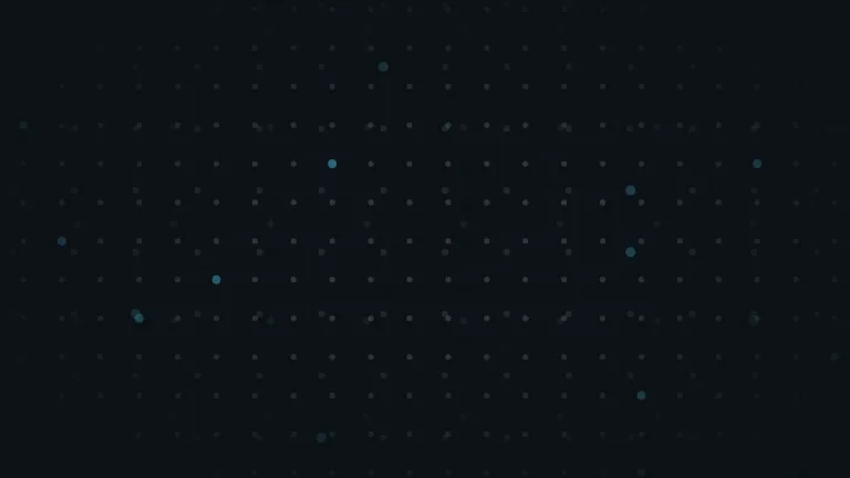 Dot Grid Parallax. Three dot fields drift at integer multiples of one grid cell, so the loop returns exactly home, with density falling off at the frame edges
