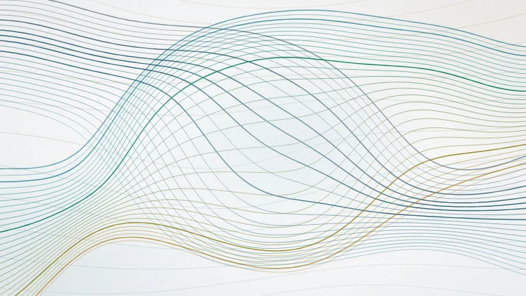 Flowing Lines Loop. Thin flowing lines drift across a light background like wind over silk and part around a calm space for your title, looping seamlessly every 10 seconds