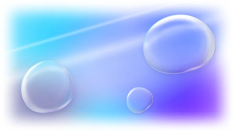 Liquid Glass Loop. Frosted liquid glass blobs drifting over a soft colour gradient, bending the colours at their edges, as a seamless 10 second loop